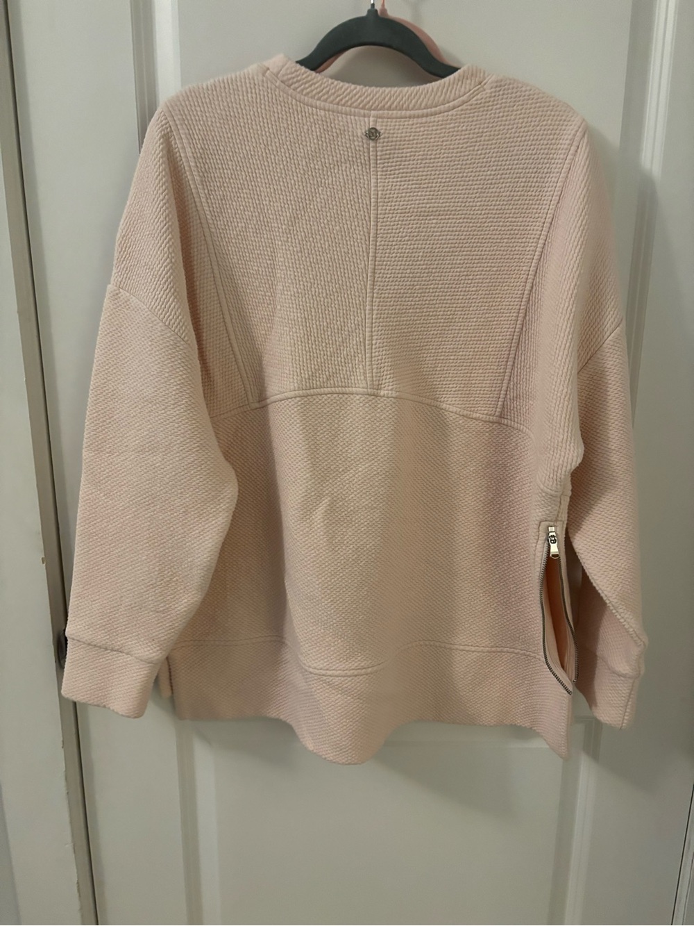 CALIA by Carrie Underwood Blush Pink Textured Crewneck Sweatshirt with Side Zip